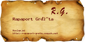 Rapaport Gréta névjegykártya
